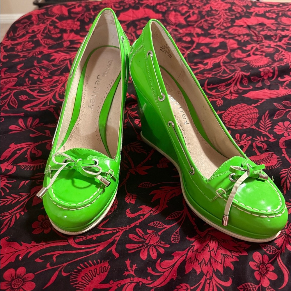 Sperry Top Sider Jeffrey bright Green Y2K Wedge Shoes
